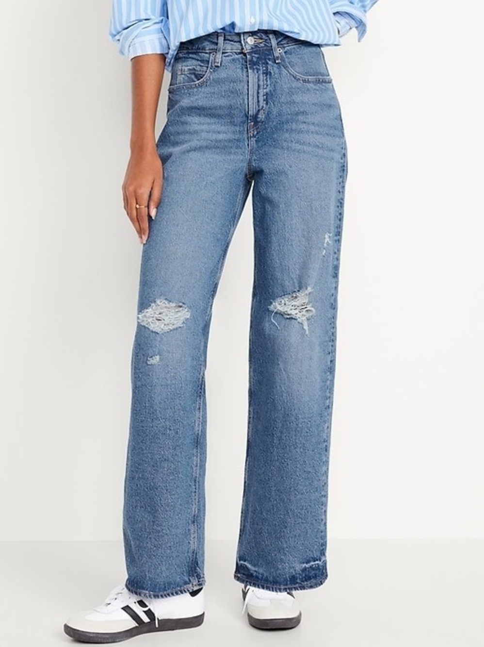 Old Navy Distressed High-Rise Wide-Leg Jeans